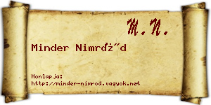 Minder Nimród névjegykártya